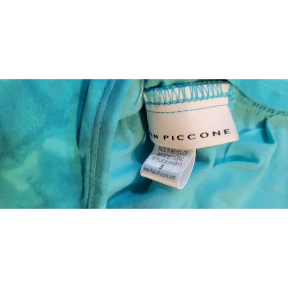 Robin Piccone One-Piece Swimsuit Womens Aqua Teal Size 8 Sahara Plunge - Picture 4 of 10